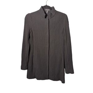Eileen Fisher Womens Jacket XXS Black Waffle Knit Tencel Silk Blend Minimalist
